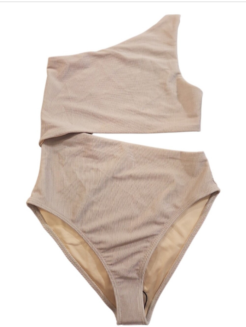 Beach Riot Celine Ribbed Cutout One Piece Swimsuit Taupe Tan Sz XS New - Picture 7 of 11